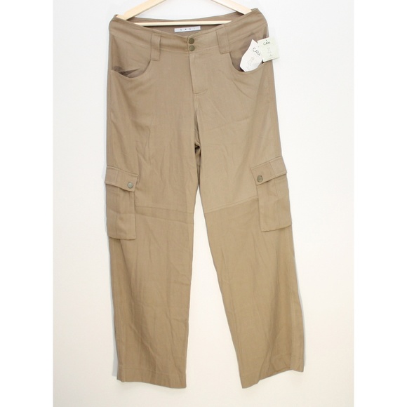 New Cabi Silk Cargo Pants Toasted Almond Size 8 - Picture 1 of 4